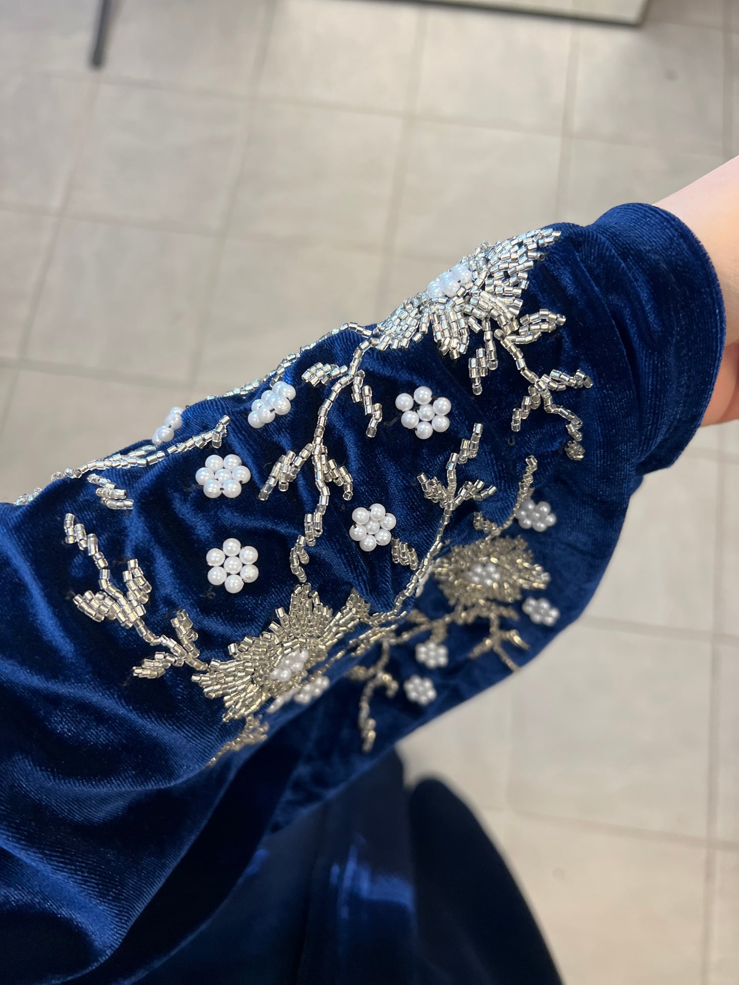 Abaya velvet - Mavi