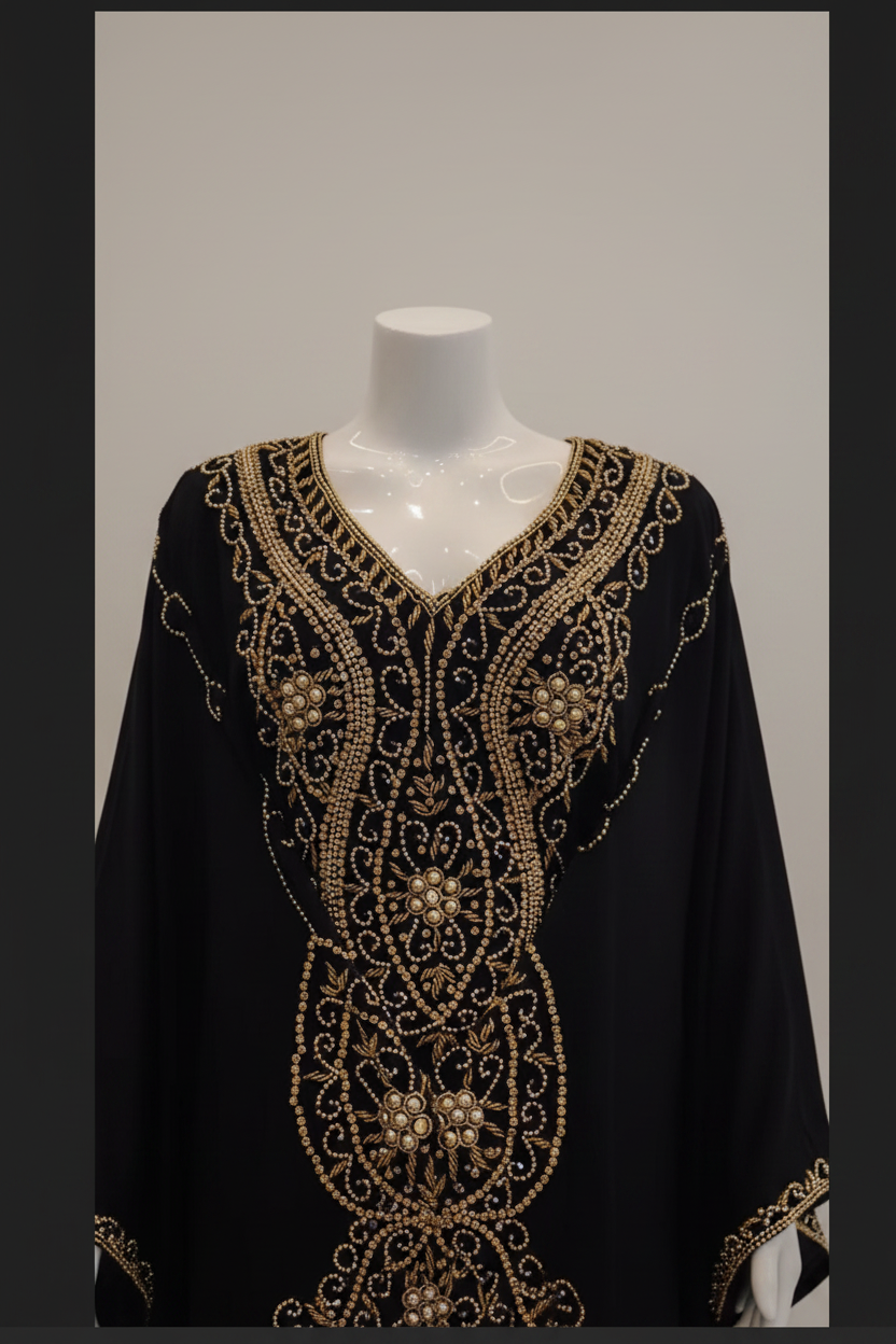 Abaya guld broderi 2