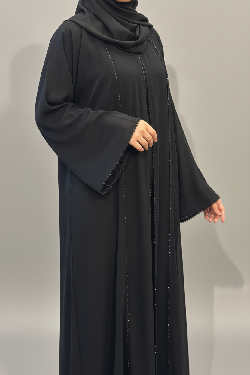 Abaya med Chiffonglager - trekvartsvy