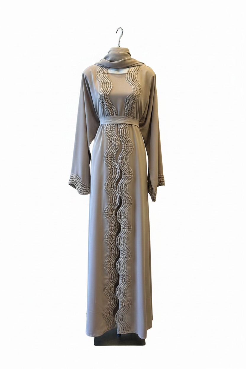 Al Mawja Abaya – framsida vit bakgrund