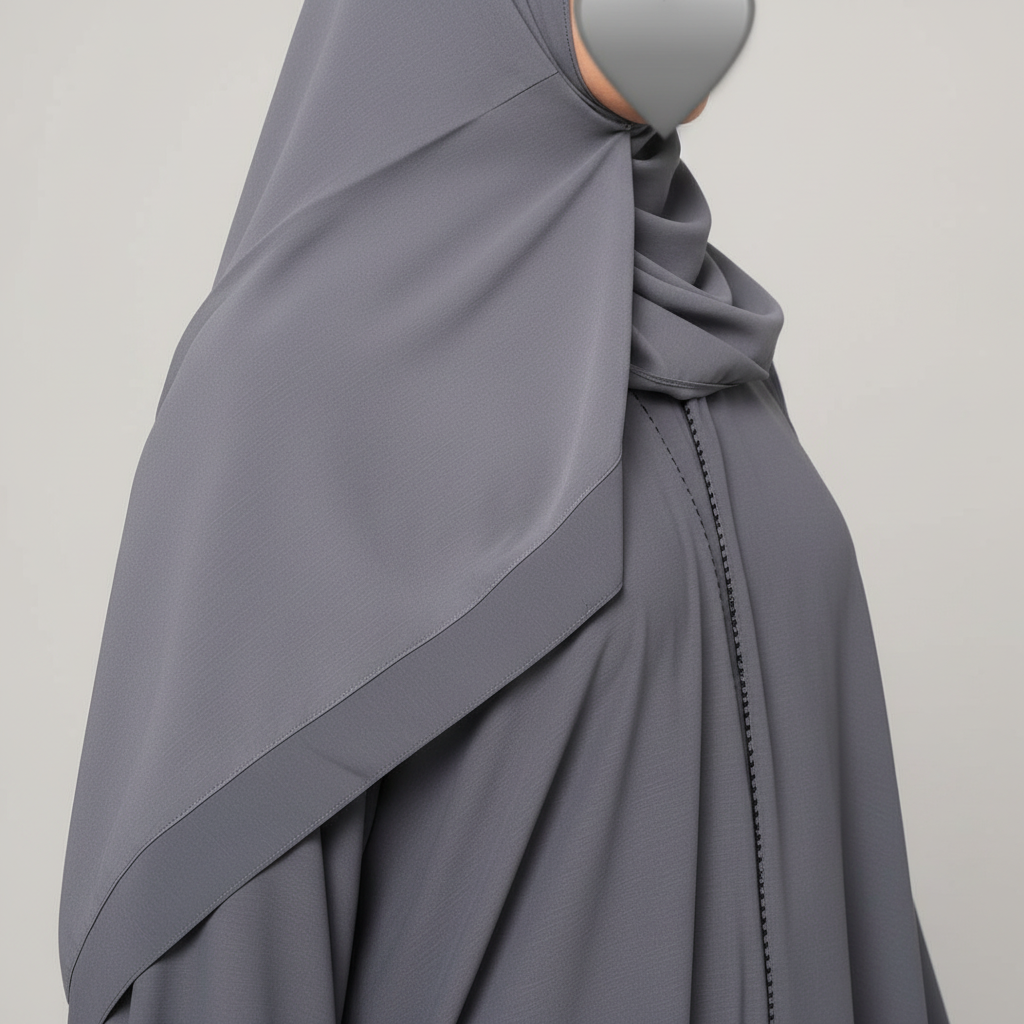 Grå abaya inzoomad