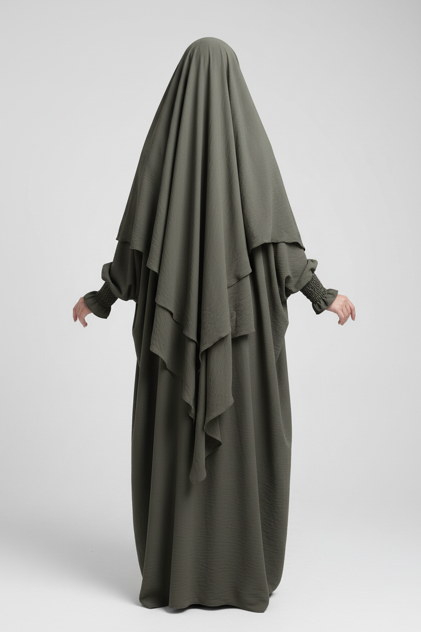 Grå jilbab studiobakgrund