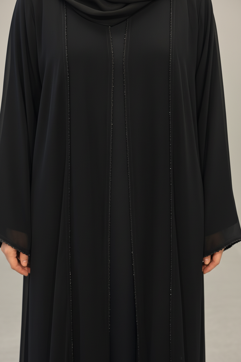 Abaya med Chiffonglager - inzoomad detaljbild