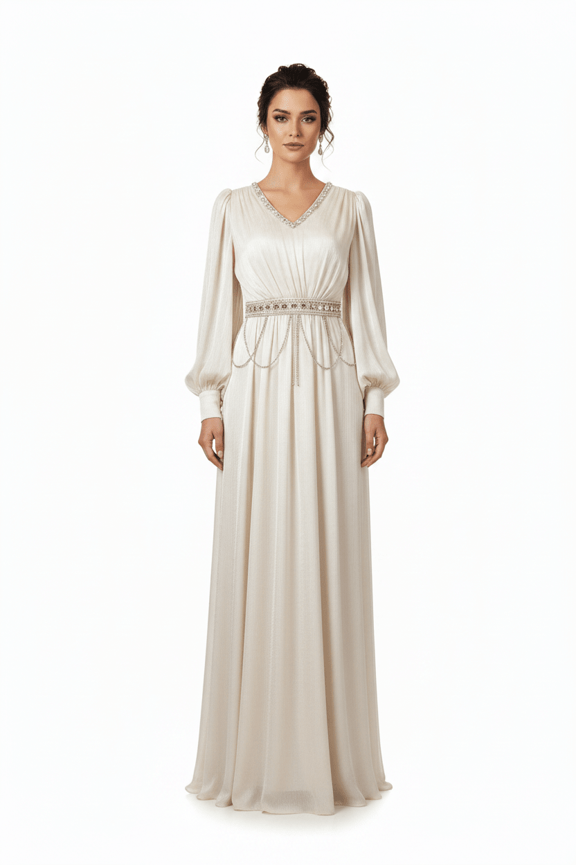 Kaftan Klänning Ivory - AbayaDubai