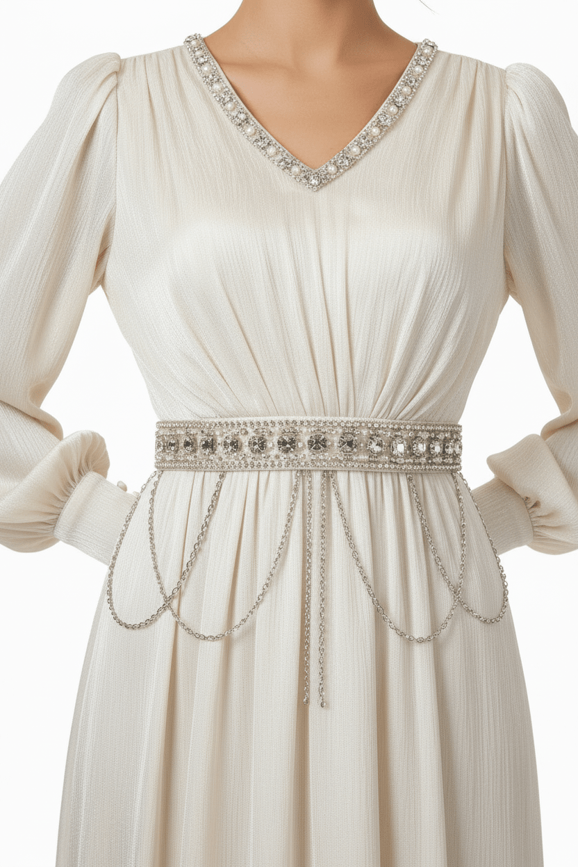 Kaftan Klänning Ivory - AbayaDubai