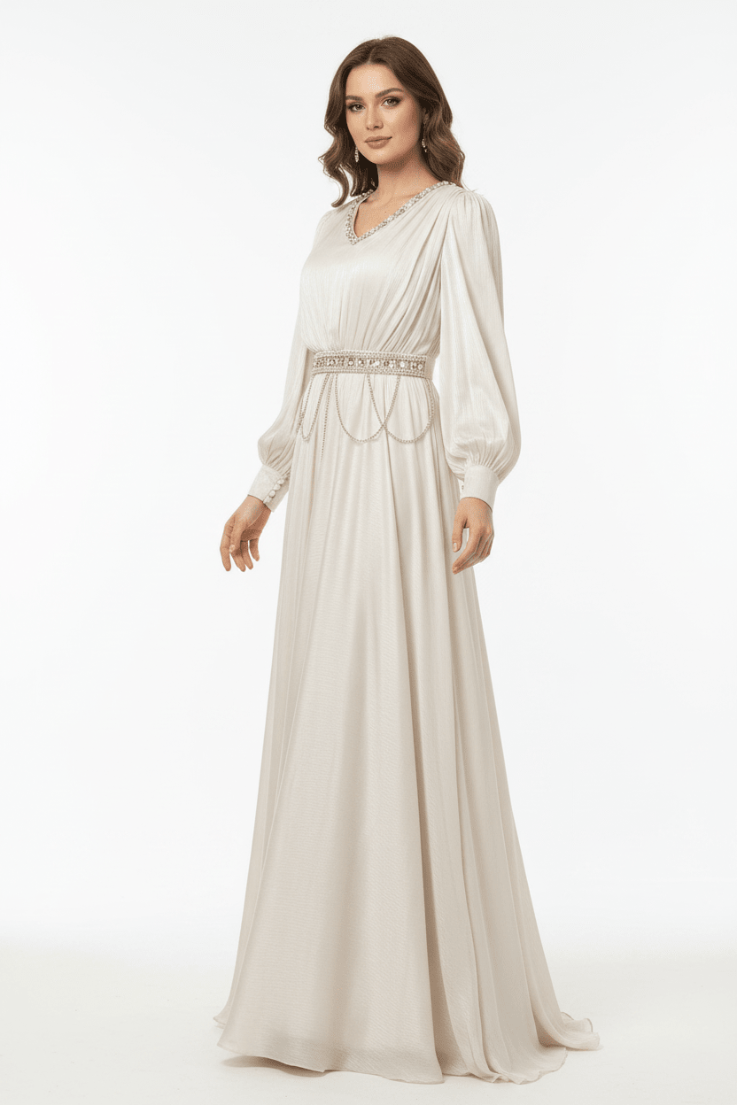 Kaftan Klänning Ivory - AbayaDubai