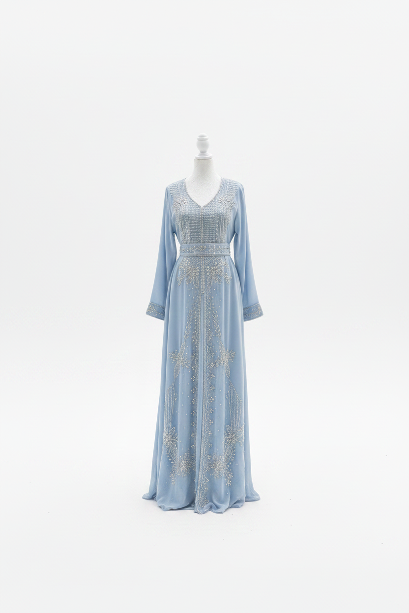 Kaftan rak vit bakgrund