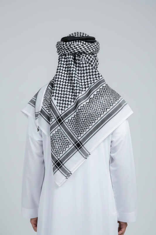 Shemagh inzoomad bakifrån