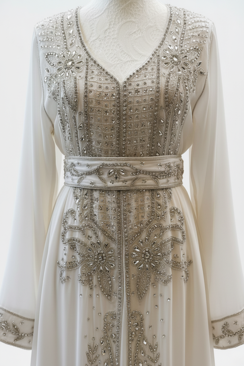 Vit kaftan detalj